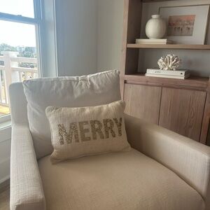 Merry Sequin Throw Pillow - Gold